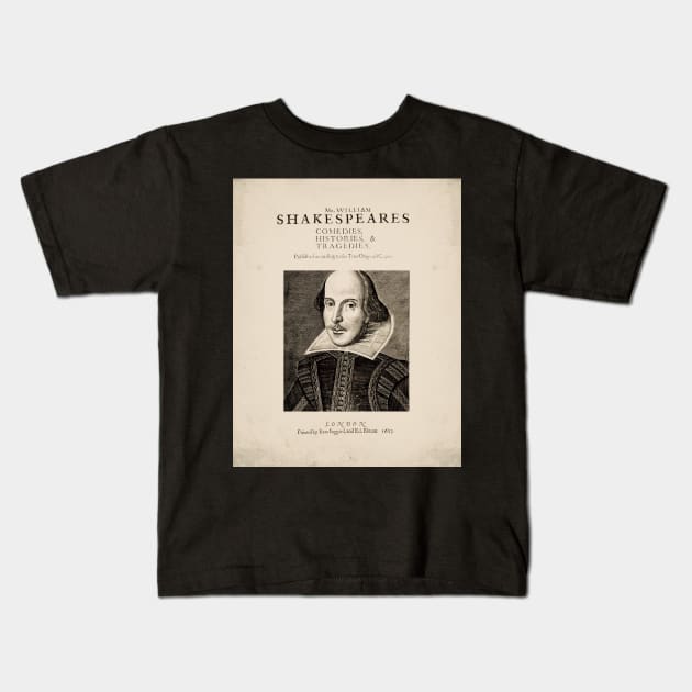 Old Book Cover - shakspere - playwright - william shakespeare Kids T-Shirt by Labonneepoque